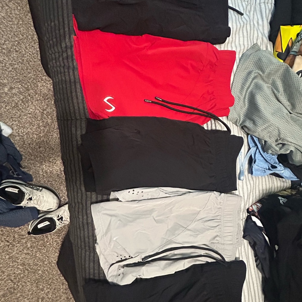 Red and Black Shorts Set